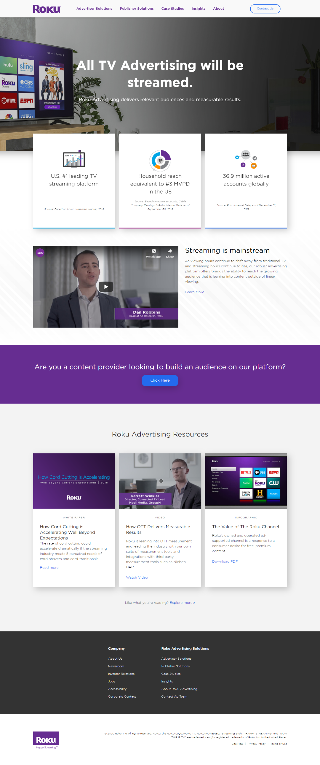 Roku’s Advertising Platform Stands Out with BeautifullyDesigned Microsite